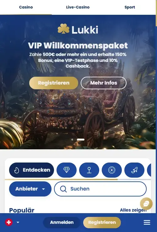 Aktuelle Lukki-Startseite in einer mobilen Browseransicht